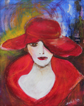 Kunstbild: Lady in Red I, Mischtechnik auf Leinwand