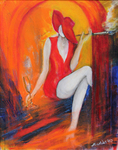 Kunstbild: Lady in Red II, Mischtechnik auf Leinwand